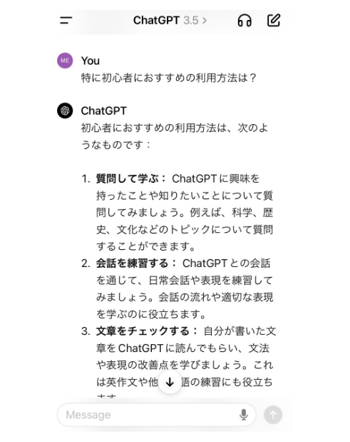 ChatGPT　実際の回答