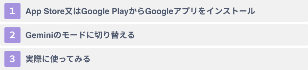 Gemini　スマホアプリでの始め方・使い方