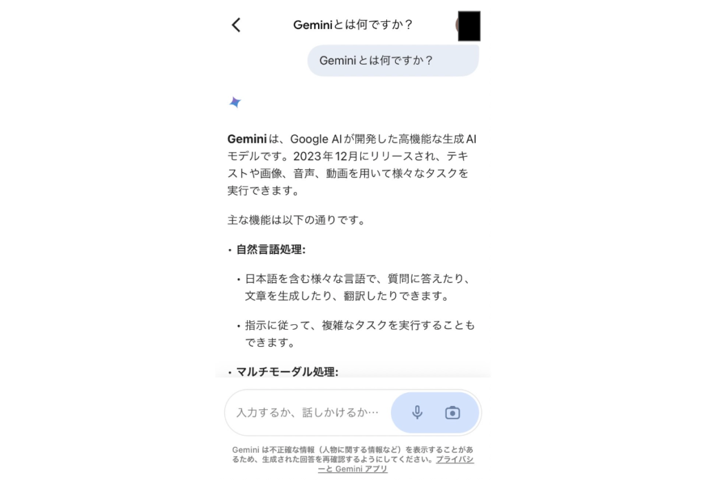 Gemini　実際に使ってみる