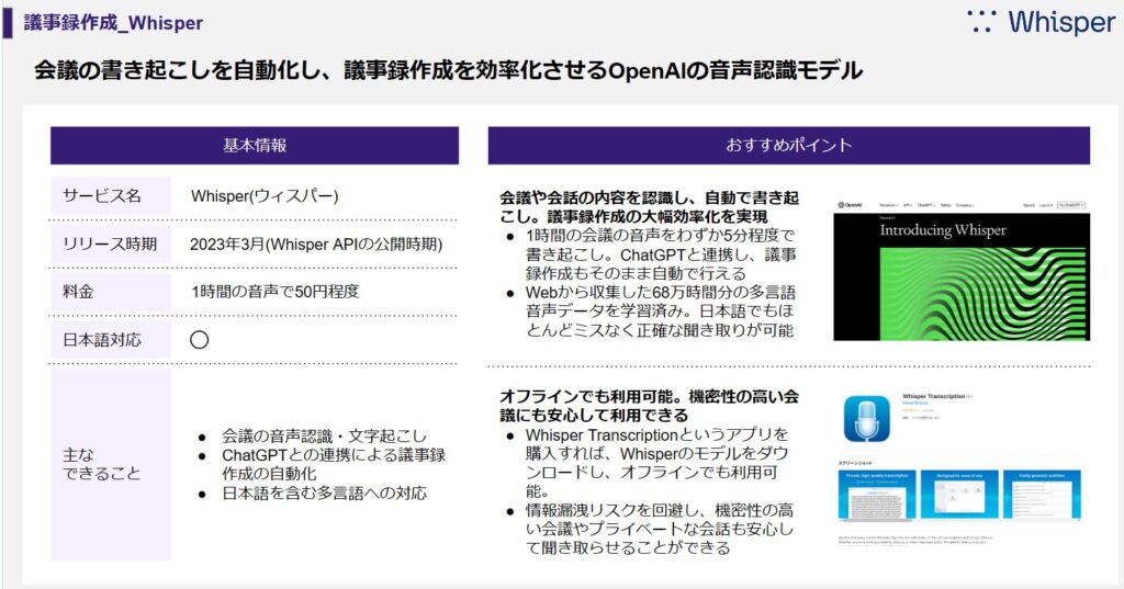 Whisper：議事録作成を効率化させるOpenAIの音声認識モデル