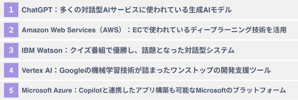 代表的な生成AIプラットフォーム５選