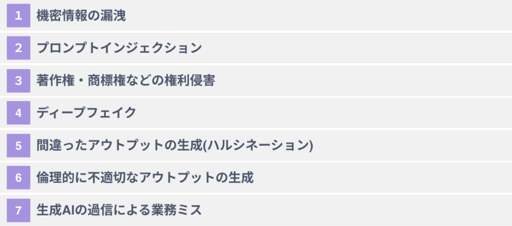 企業の生成AI活用における７つの課題