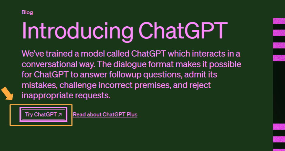 「Try ChatGPT」をクリック