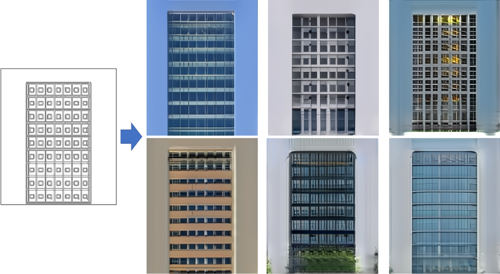 ④大林組：生成AIがスケッチを基に建物の複数のデザイン案を提案