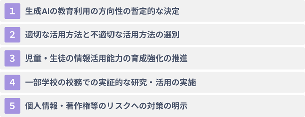 文部科学省の生成AIガイドラインの５つのポイント