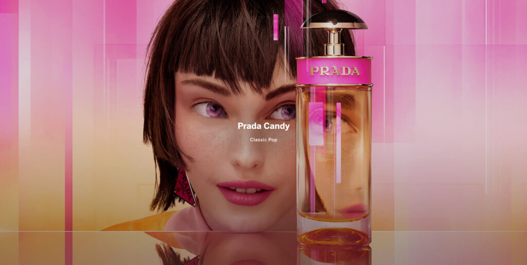 アパレル業界：PRADAが香水のプロモーションにバーチャルモデル「Candy」を起用